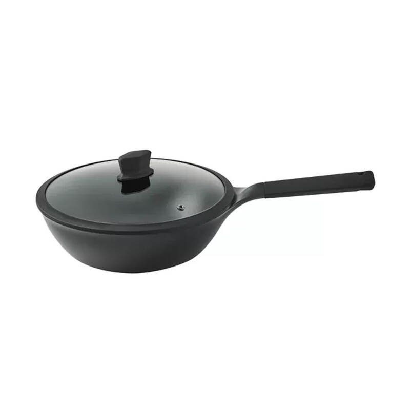 Chảo Chống Dính Sâu Lòng Edge Locknlock Kèm Nắp Thủy Tinh (Có Thể Sử Dụng Bếp Từ) - 28cm - Màu Đen - CAW2811, , large image number null